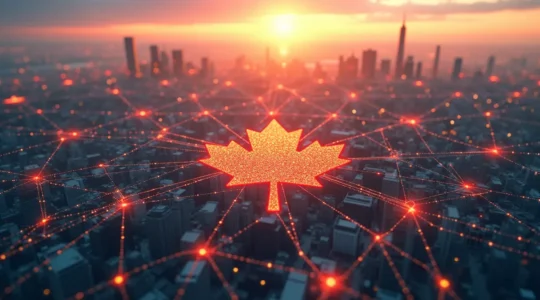Représentation visuelle de l'écosystème d'intelligence artificielle canadien connectant la recherche universitaire aux applications industrielles
