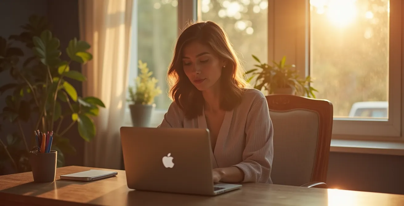 Illustration représentant un professionnel canadien équilibrant travail et vie personnelle grâce à la flexibilité