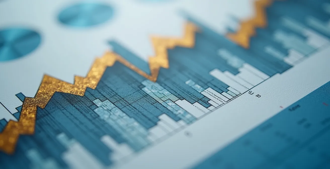 Vue macro de documents financiers et graphiques d'analyse pour startup