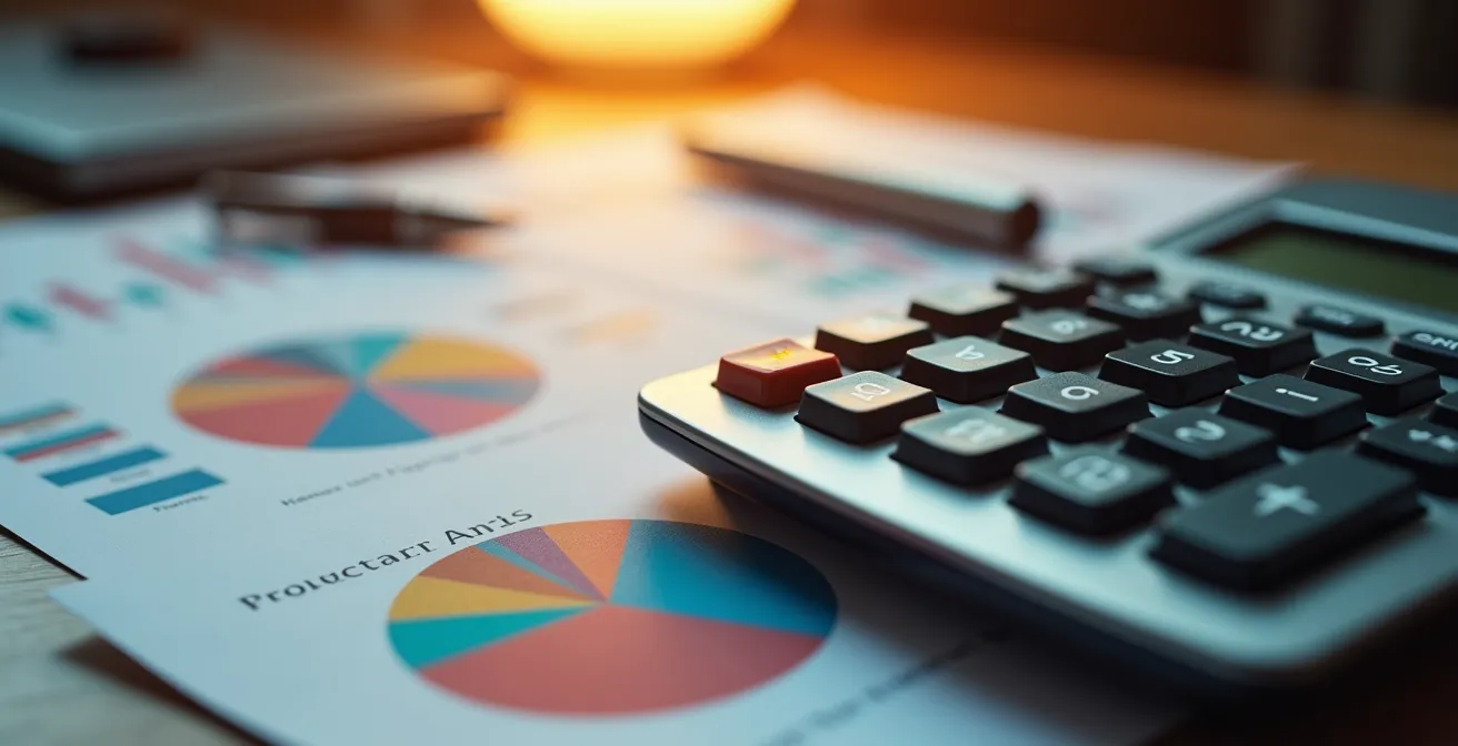 Calculatrice professionnelle et documents financiers pour l'investissement immobilier