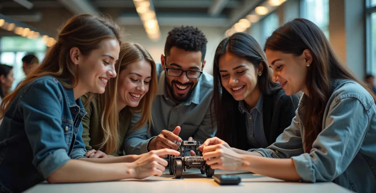 Étudiants entrepreneurs travaillant dans un incubateur universitaire canadien