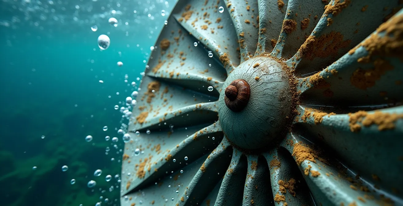 Turbine marémotrice immergée dans les eaux puissantes de la Baie de Fundy au coucher du soleil