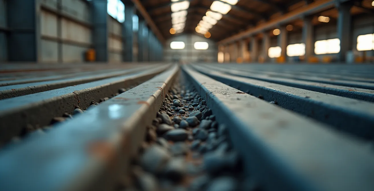 Intérieur d'un entrepôt industriel moderne avec système de logistique automatisé