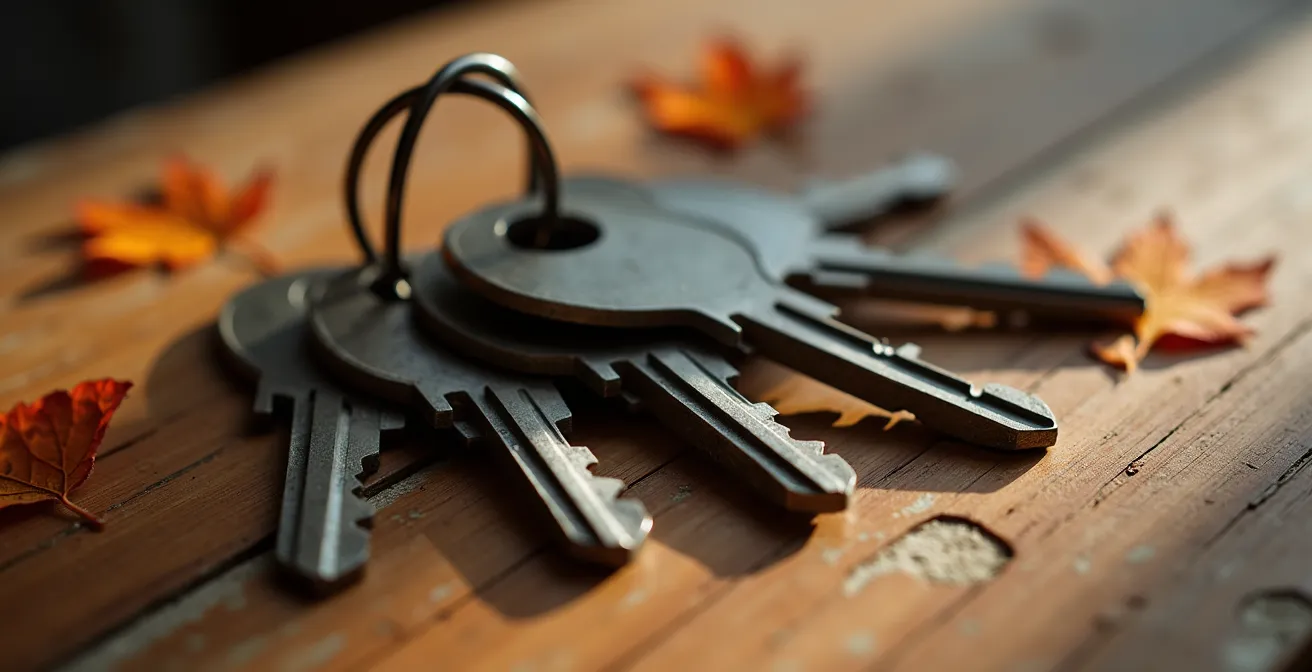 Gros plan sur des clés de propriétés multiples avec étiquettes de prix croissants