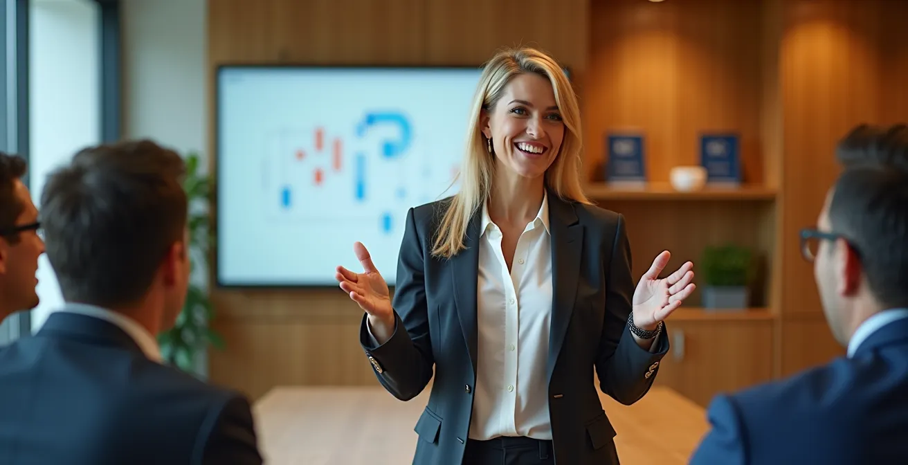 Entrepreneur présentant son pitch deck à des investisseurs canadiens