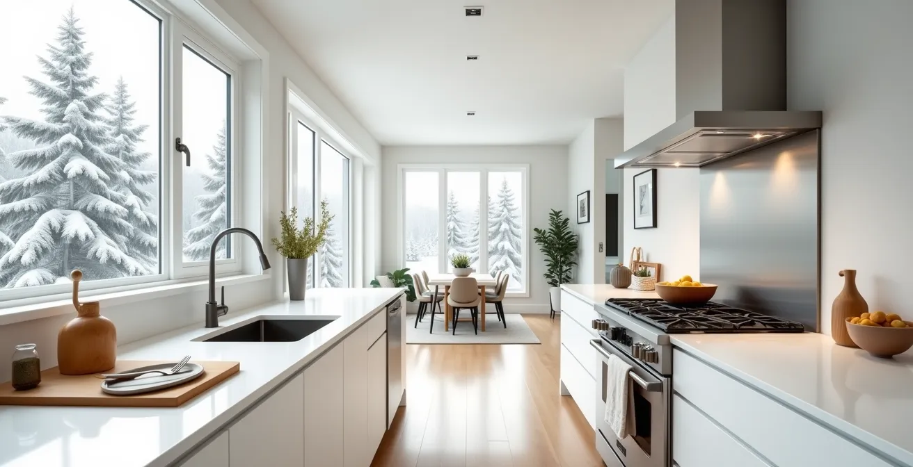 Cuisine moderne rénovée augmentant la valeur locative d'un bien immobilier canadien