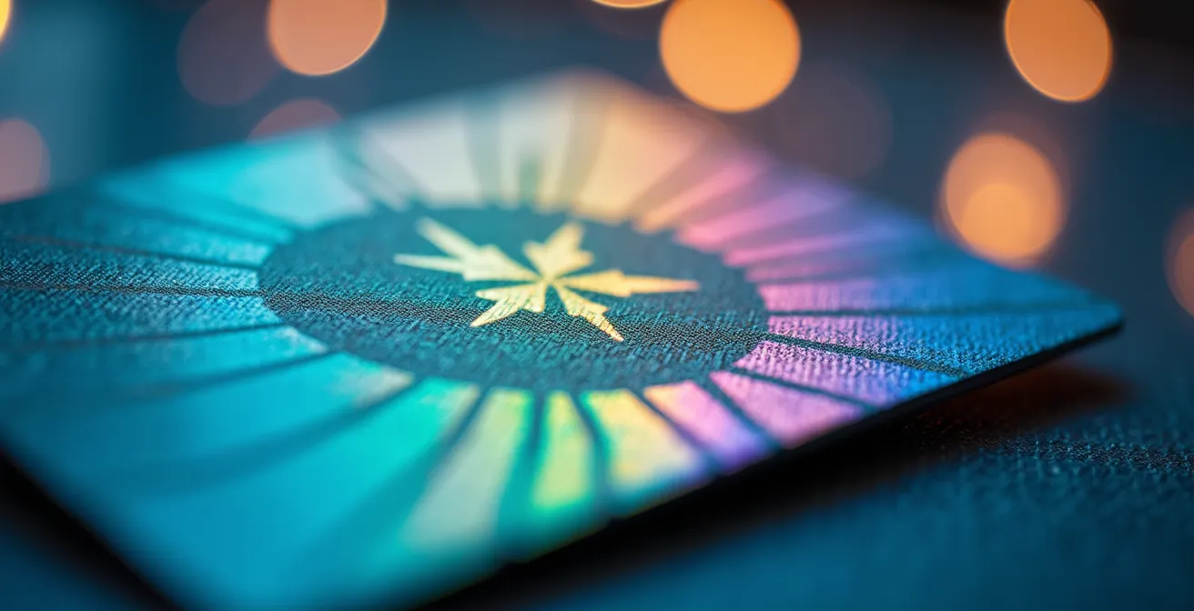 Vue macro détaillée d'une carte d'assurance maladie canadienne avec texture et reflets subtils